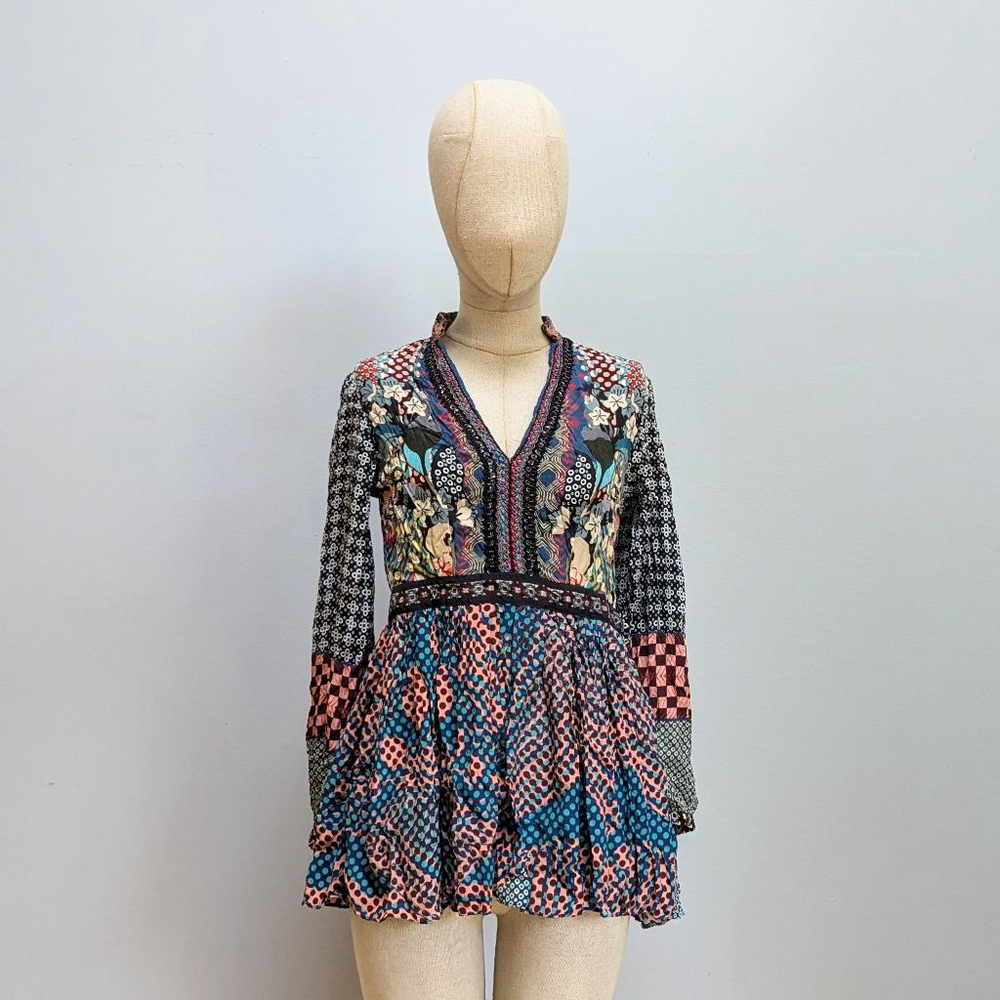 Anthropologie x Bhanuni by Jyoti Ronika Babydoll Blouse Tunic - Small - Flawed